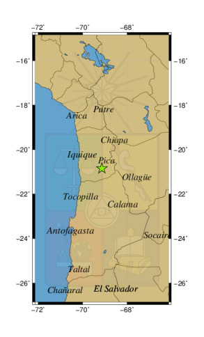Sismo a 45 km al SE de Pica