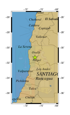 Sismo a 24 km al SE de Combarbalá