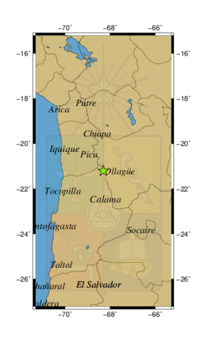 Sismo a 4 km al O de Ollagüe