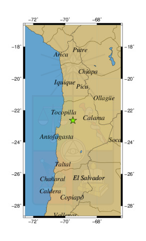 Sismo a 35 km al NO de Sierra Gorda