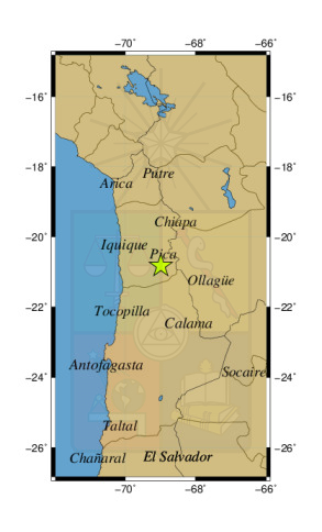 Sismo a 31 km al O de Mina Collahuasi