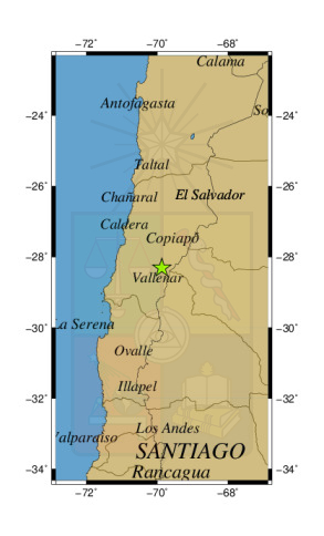 Sismo a 78 km al NE de Alto del Carmen