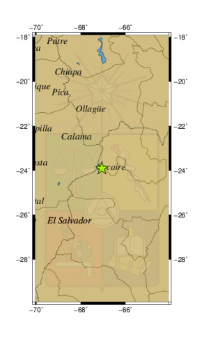 Sismo a 83 km al NO de San Antonio de los Cobres