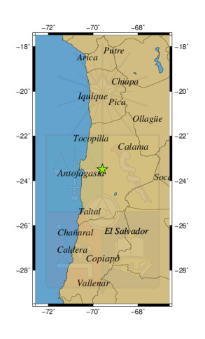 Sismo a 32 km al SE de Baquedano