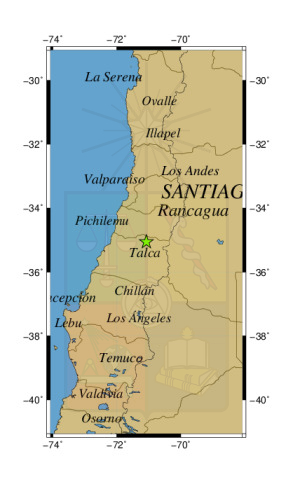 Sismo a 17 km al SE de Curicó