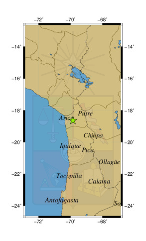 Sismo a 53 km al E de Arica