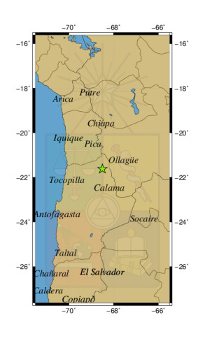 Sismo a 51 km al SO de Ollagüe