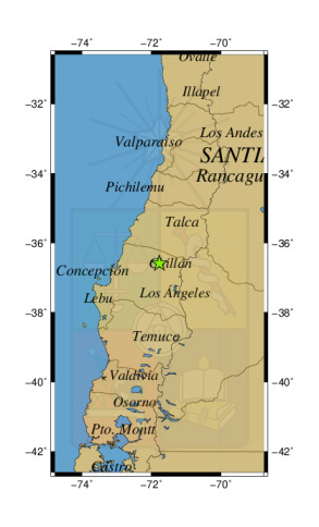 Sismo a 20 km al O de San Fabián