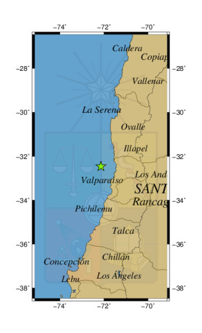 Sismo a 67 km al NO de Quintero