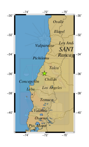 Sismo a 20 km al E de Cauquenes