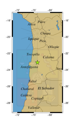 Sismo a 34 km al SO de Sierra Gorda