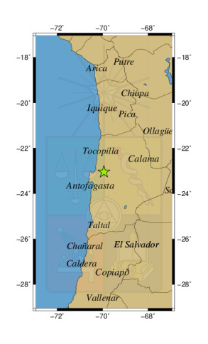 Sismo a 34 km al N de Baquedano