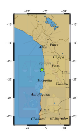 Sismo a 23 km al SO de Patache