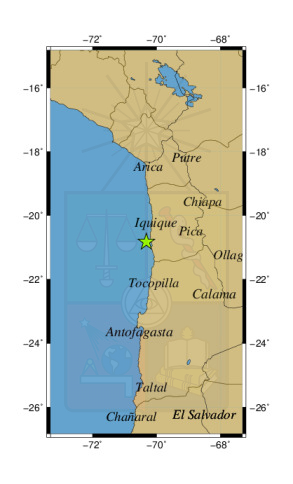 Sismo a 12 km al O de Patache