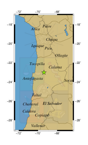 Sismo a 15 km al SO de Sierra Gorda
