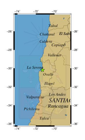 Sismo a 21 km al E de Tongoy