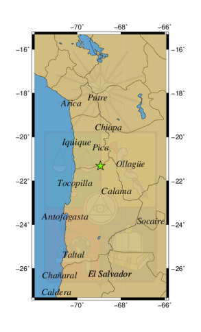 Sismo a 62 km al SO de Mina Collahuasi