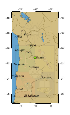 Sismo a 16 km al E de Ollagüe