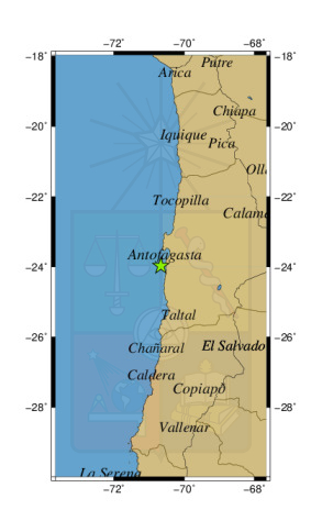 Sismo a 34 km al NO de Caleta El Cobre