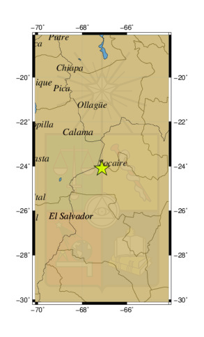 Sismo a 83 km al O de San Antonio de los Cobres