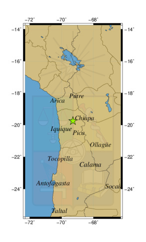 Sismo a 50 km al S de Camiña