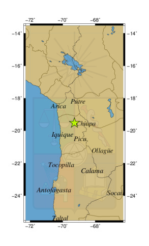 Sismo a 28 km al SE de Camiña