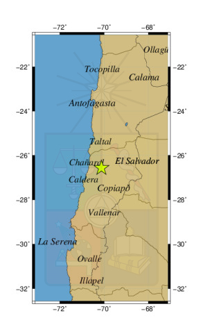 Sismo a 21 km al SO de Diego de Almagro