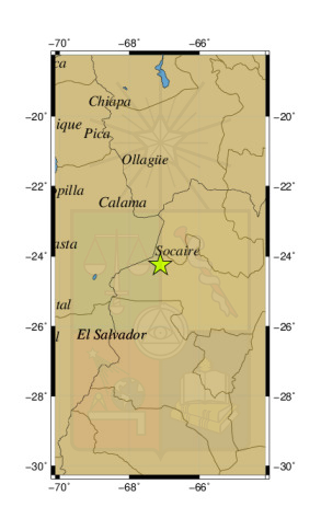 Sismo a 81 km al O de San Antonio de los Cobres