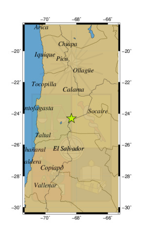 Sismo a 74 km al E de Mina La Escondida