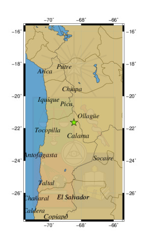 Sismo a 50 km al SO de Ollagüe
