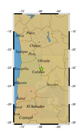Sismo a 94 km al NE de San Pedro de Atacama