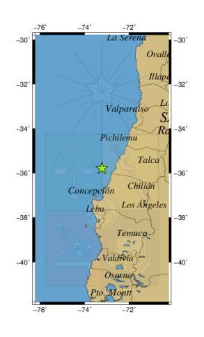Sismo a 54 km al NO de Cobquecura