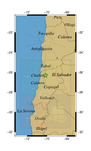 Sismo a 13 km al NO de Diego de Almagro