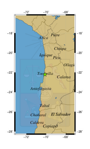 Sismo a 16 km al SE de Tocopilla