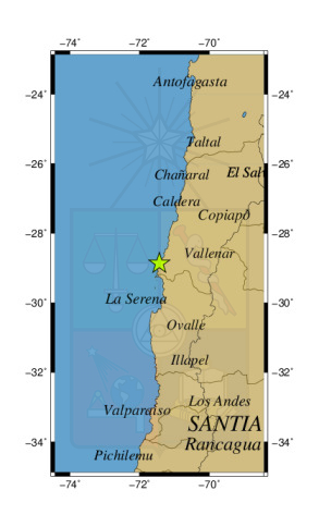 Sismo a 42 km al N de Punta de Choros