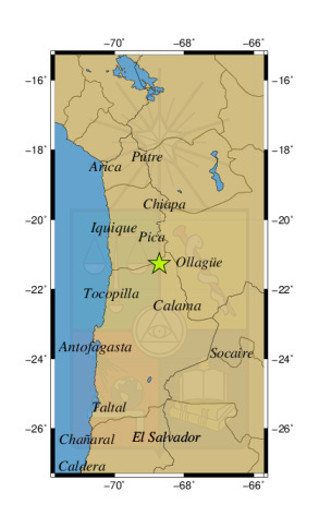 Sismo a 48 km al O de Ollagüe