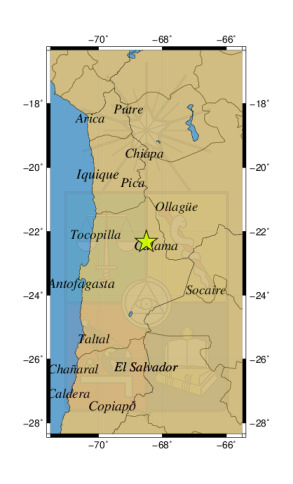 Sismo a 47 km al E de Calama