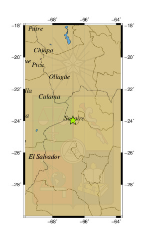 Sismo a 50 km al NO de San Antonio de los Cobres